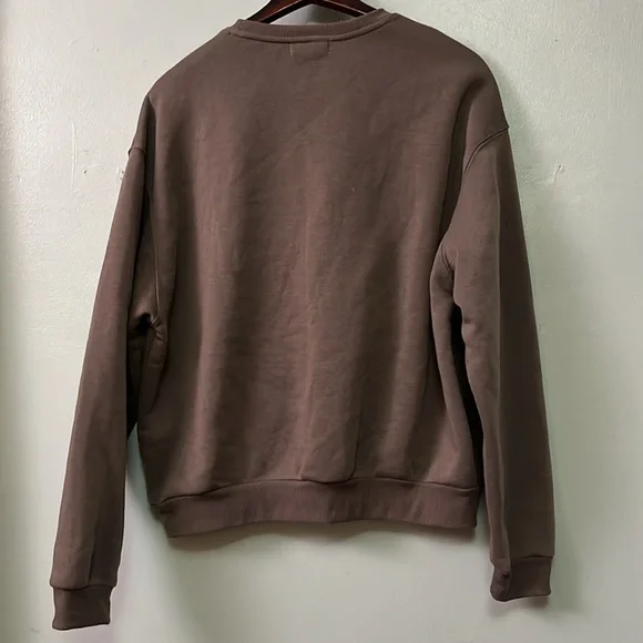 Refuge Austin White Chenille Embroidered Fleece Charcoal Grey Sweatshirt - Picture 6 of 9